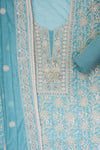 Tea Green Cotton Unstitched Salwar Suit With Cotton Dupatta