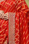 Red Khaddi Georgette Embroidered Saree With Unstitched Blouse