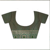 Bottle Green Banarsi Woven Silk Saree With Unstitched Blouse