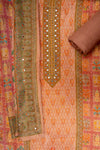 Peach Chiffon Unstitched Salwar Suit With Chiffon Dupatta