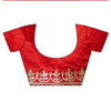 Red Georgette Embroidered Saree With Unstitched Blouse