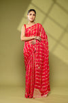 Rani Georgette Embroidered Saree With Unstitched Blouse