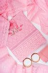 Peach Georgette Unstitched Salwar Suit With Georgette Dupatta