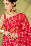 Rani Georgette Embroidered Saree With Unstitched Blouse