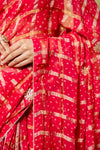 Rani Georgette Embroidered Saree With Unstitched Blouse