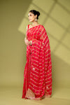 Rani Georgette Embroidered Saree With Unstitched Blouse