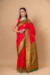 Timeless Elegance Rani Banarasi Silk Saree With Unstitched Blouse