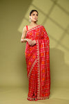 Rani Georgette Embroidered Saree With Unstitched Blouse