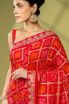 Rani Georgette Embroidered Saree With Unstitched Blouse