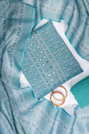 Mint Green Cotton Unstitched Salwar Suit With Cotton Dupatta