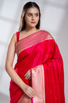 Rani Banarasi Silk Saree With Unstitched Blouse