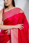 Rani Banarasi Silk Saree With Unstitched Blouse