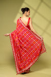 Rani Georgette Embroidered Saree With Unstitched Blouse
