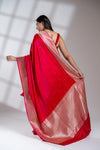 Rani Banarasi Silk Saree With Unstitched Blouse