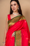 Timeless Elegance Rani Banarasi Silk Saree With Unstitched Blouse