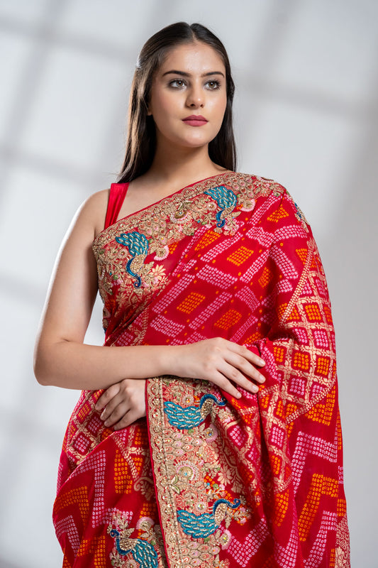 Rani Khaddi Georgette Saree With Unstitched Blouse