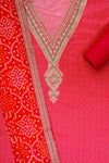 Rani Chanderi Cotton Unstitched Salwar Suit With Chinon Dupatta