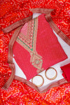 Rani Chanderi Cotton Unstitched Salwar Suit With Chinon Dupatta