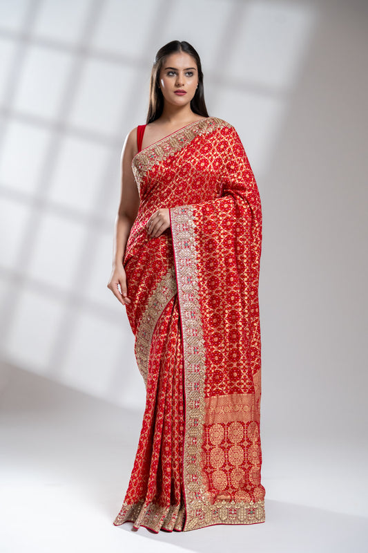 Rani Khaddi Georgette Saree With Unstitched Blouse