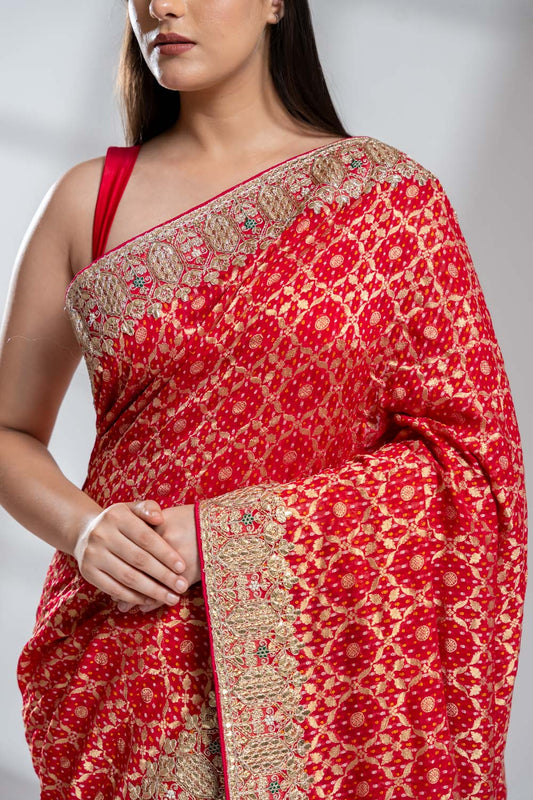 Rani Khaddi Georgette Saree With Unstitched Blouse
