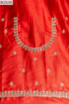 Bottle Green Khaddi Georgette Embroidered Saree With Unstitched Blouse