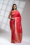 Rani Banarasi Silk Saree With Unstitched Blouse