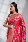 Rani Banarasi Silk Saree With Unstitched Blouse