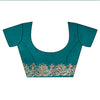 Rama Georgette Embroidered Saree With Unstitched Blouse