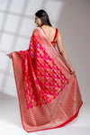 Rani Banarasi Silk Saree With Unstitched Blouse