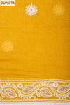 Lemon Gold Cotton Unstitched Salwar Suit With Cotton Dupatta