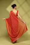 Red Georgette Embroidered Saree With Unstitched Blouse
