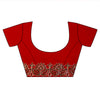 Red Georgette Embroidered Saree With Unstitched Blouse