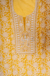 Lemon Gold Cotton Unstitched Salwar Suit With Cotton Dupatta