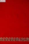 Red Georgette Embroidered Saree With Unstitched Blouse