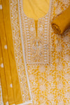 Lemon Gold Cotton Unstitched Salwar Suit With Cotton Dupatta