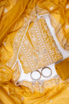 Lemon Gold Cotton Unstitched Salwar Suit With Cotton Dupatta