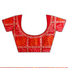 Red Cotton Embroidered Saree With Unstitched Blouse