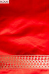 Red Banarasi Silk Saree With Unstitched Blouse