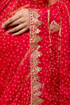 Maroon Georgette Embroidered Saree With Unstitched Blouse