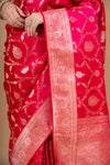 Rani Banarsi Woven Zari  Saree With Unstitched Blouse