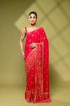 Rani Cotton Embroidered Saree With Unstitched Blouse