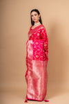 Rani Banarsi Woven Zari  Saree With Unstitched Blouse