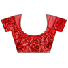 Red Net Embroidered Saree With Unstitched Blouse