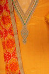 Mango Gold Chanderi Cotton Unstitched Salwar Suit With Chinon Dupatta