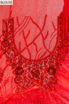 Red Net Embroidered Saree With Unstitched Blouse
