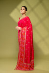 Rani Cotton Embroidered Saree With Unstitched Blouse