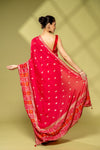 Rani Cotton Embroidered Saree With Unstitched Blouse