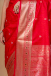 Rani Banarsi Woven Silk Saree With Unstitched Blouse