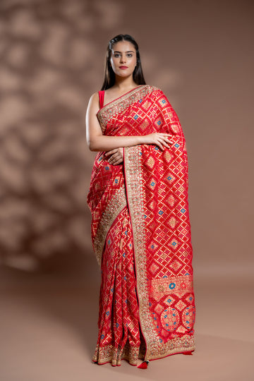 Rani Khaddi Georgette Embroidered Saree With Readymade Blouse