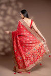 Rani Khaddi Georgette Embroidered Saree With Readymade Blouse